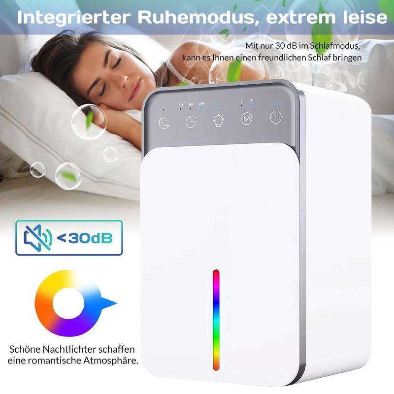 Déshumidificateur Ntelligent - 220 V Avec Voyants LED Multicolores et Minuterie Automatique - Faible Consommation D'énergie et Fonctionnement Silencieux - Idéal Pour Les Chambres à Coucher et Les Caves