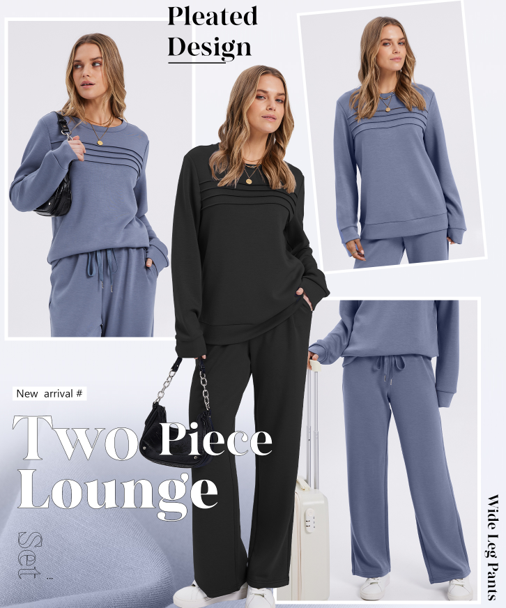 📢📢 62% de réduction !! ⏰ Ensemble Femme Confort – Haut ras du cou + pantalon à cordon ajustable 👕👖 | Doux, respirant & ultra-polyvalent ✨