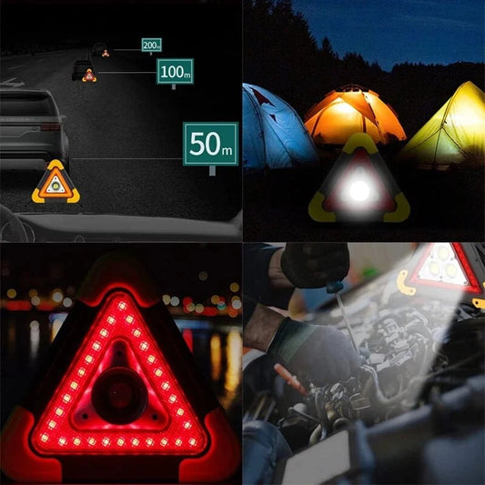 🔥2025 Nouveauté🔥 Feu d'avertissement de secours solaire triangulaire 3-en-1 pour bord de route