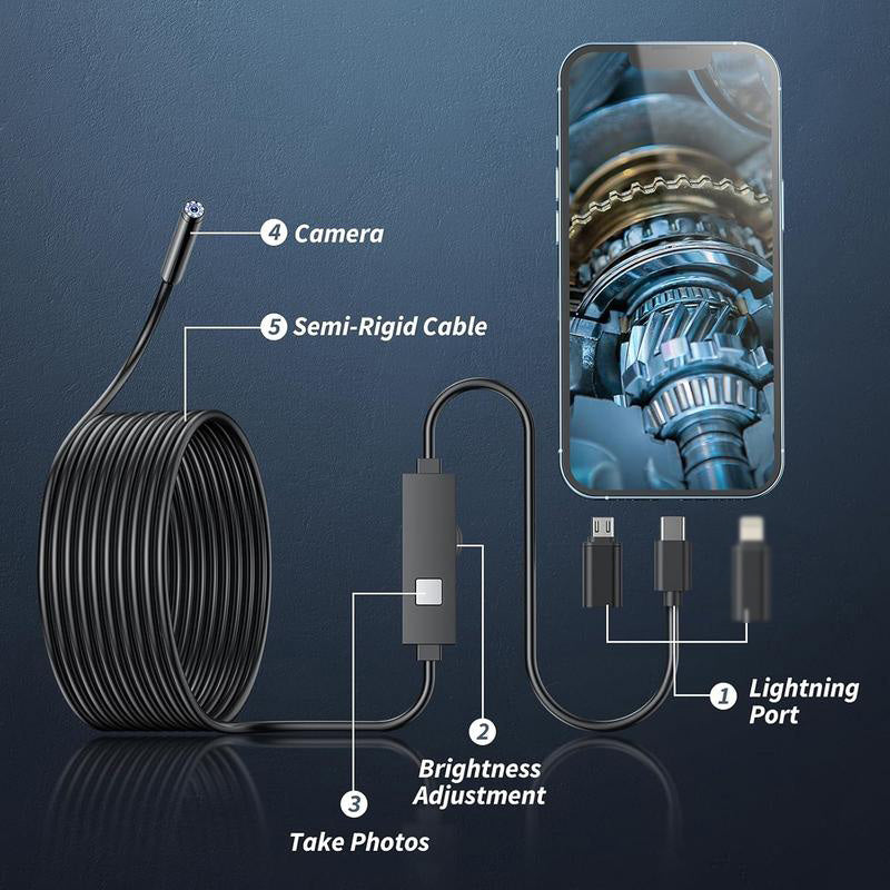 🔍 60% DE RÉDUCTION ! 🌊 Caméra endoscopique HD – Imperméable, Haute résolution & Flexible pour inspections étroites 📱