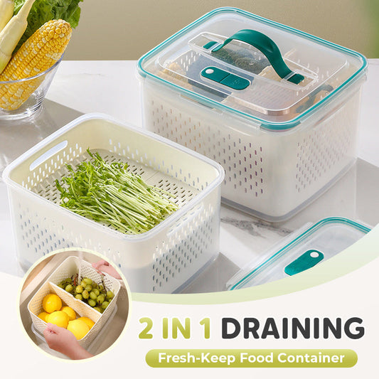 🔥Sommer-Schnäppchen 50% Rabatt💝2-in-1-Abtropfbehälter zum Frischhalten von Lebensmitteln