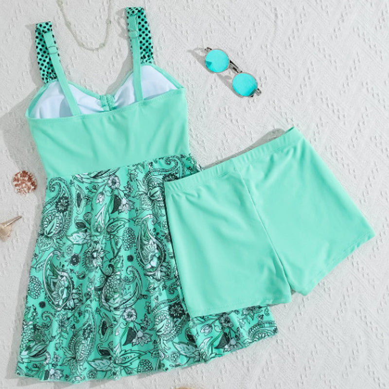 🔥 Dernier jour – 60 % de réduction ! 🔥 Maillot 2 pièces haut à bretelles + shorty taille haute – Séchage rapide, coupe flatteuse & style vintage vert ! 🌿👙