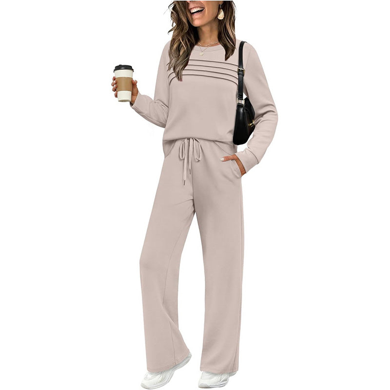 📢📢 62% de réduction !! ⏰ Ensemble Femme Confort – Haut ras du cou + pantalon à cordon ajustable 👕👖 | Doux, respirant & ultra-polyvalent ✨