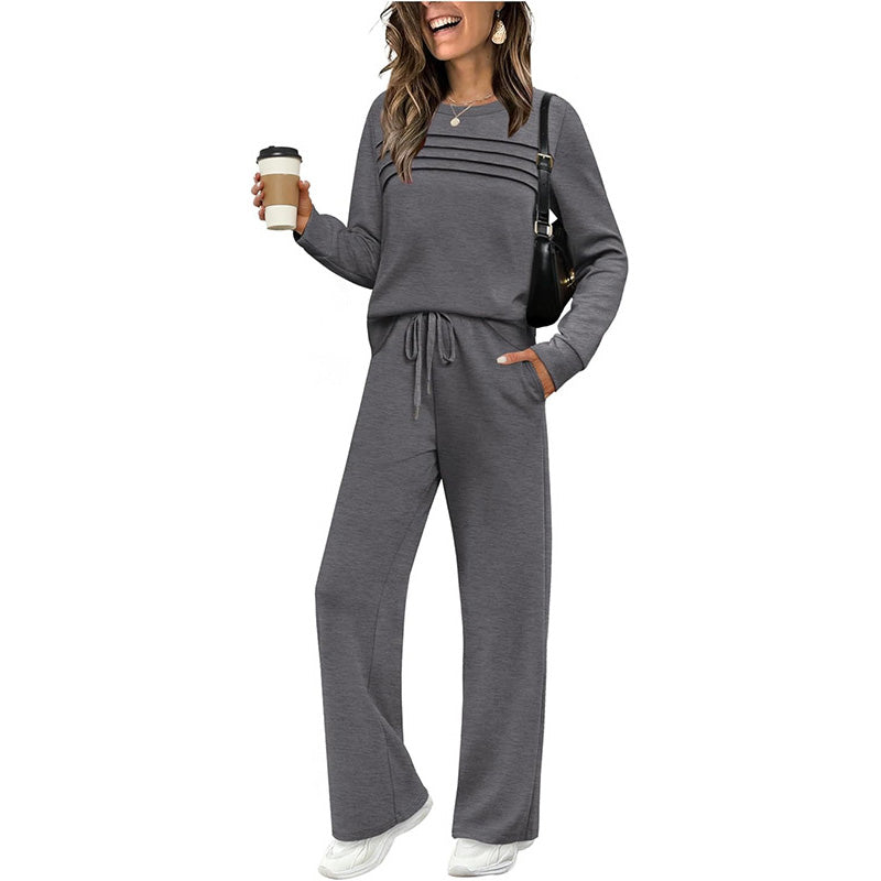 📢📢 62% de réduction !! ⏰ Ensemble Femme Confort – Haut ras du cou + pantalon à cordon ajustable 👕👖 | Doux, respirant & ultra-polyvalent ✨