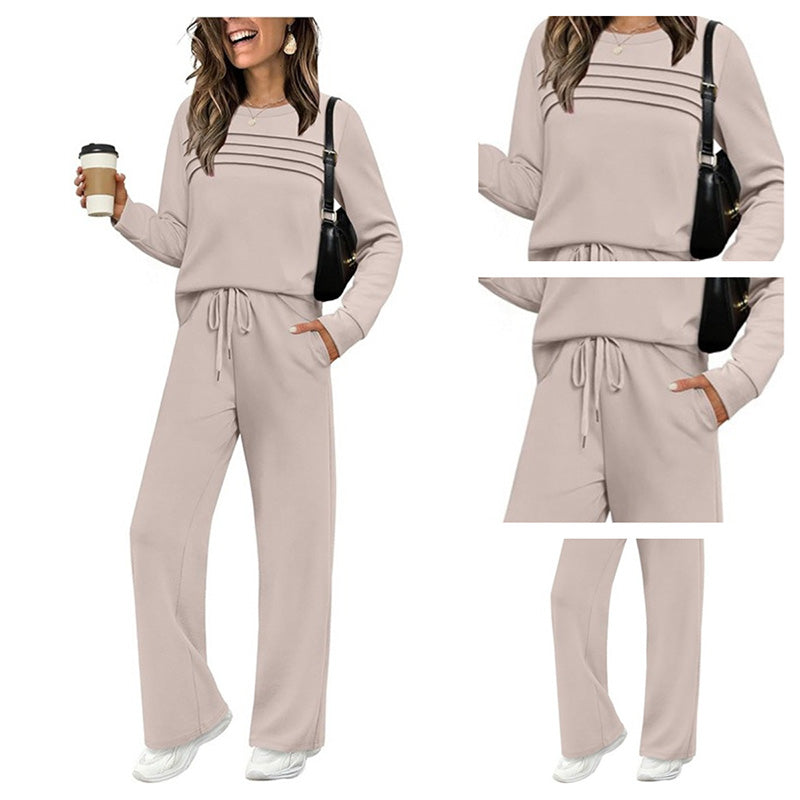 📢📢 62% de réduction !! ⏰ Ensemble Femme Confort – Haut ras du cou + pantalon à cordon ajustable 👕👖 | Doux, respirant & ultra-polyvalent ✨