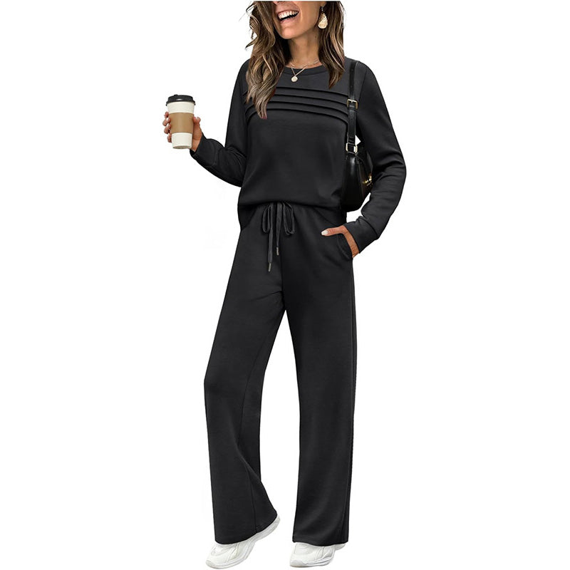 📢📢 62% de réduction !! ⏰ Ensemble Femme Confort – Haut ras du cou + pantalon à cordon ajustable 👕👖 | Doux, respirant & ultra-polyvalent ✨