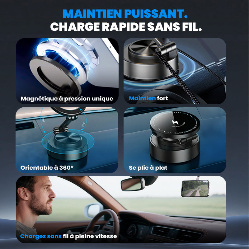 Support téléphone magnétique à charge rapide sans fil