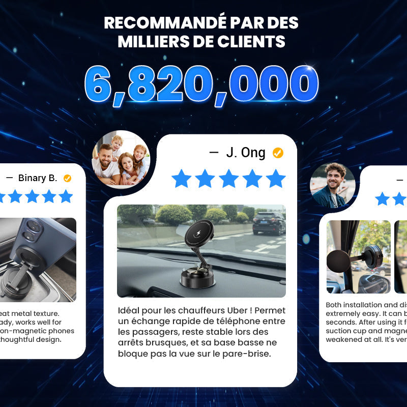 Support téléphone magnétique à charge rapide sans fil