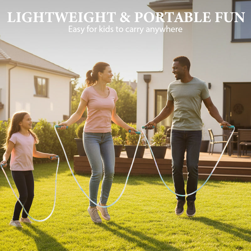 📢📢Achetez 2, obtenez 1 gratuit ! 🏅Corde à sauter lumineuse LED pour enfants – 3 modes d’éclairage, longueur réglable & poignées antidérapantes ! ⏰✨👧