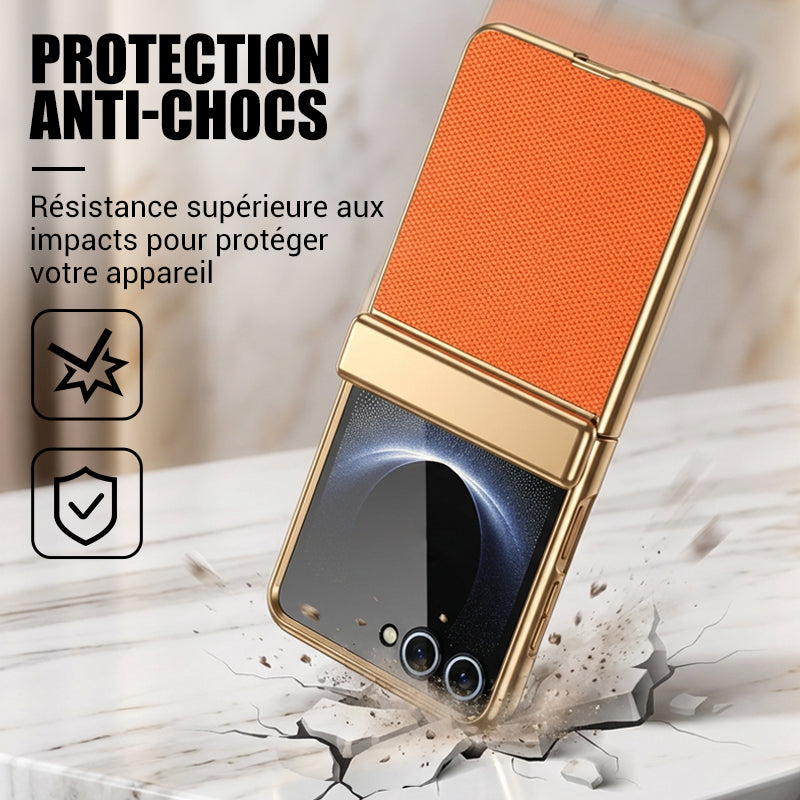 Étui à rabat avec protection intégrale de l’écran et charnière