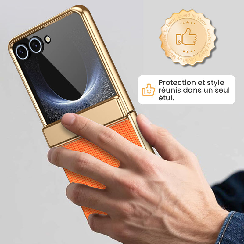 Étui à rabat avec protection intégrale de l’écran et charnière
