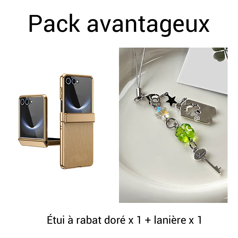 Étui à rabat avec protection intégrale de l’écran et charnière