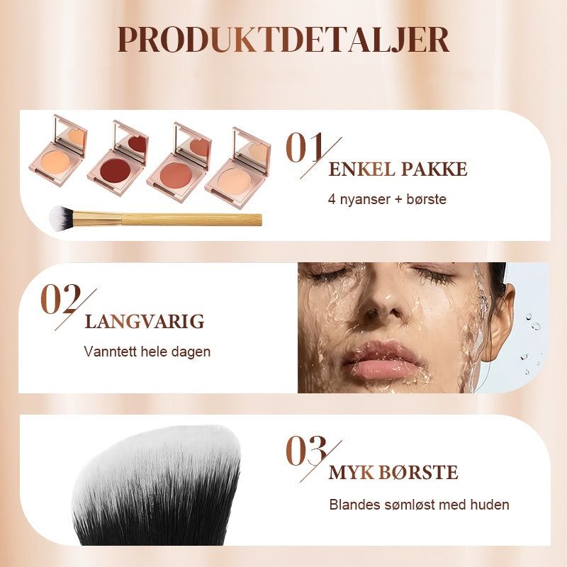 Fulldekkende concealer sett og børste