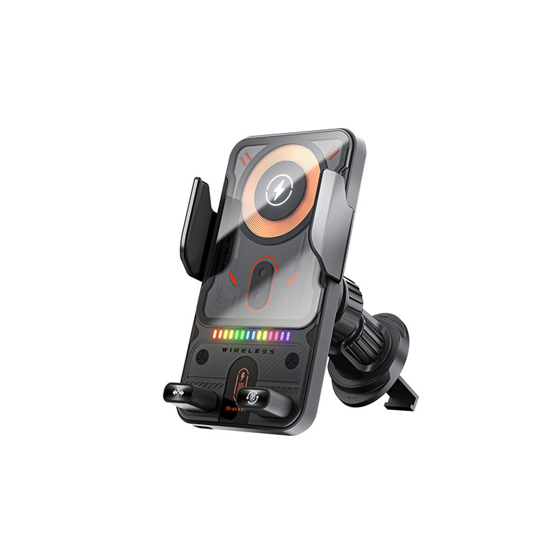 Support de téléphone rotatif intelligent et chargeur sans fil 2-en-1 pour voiture