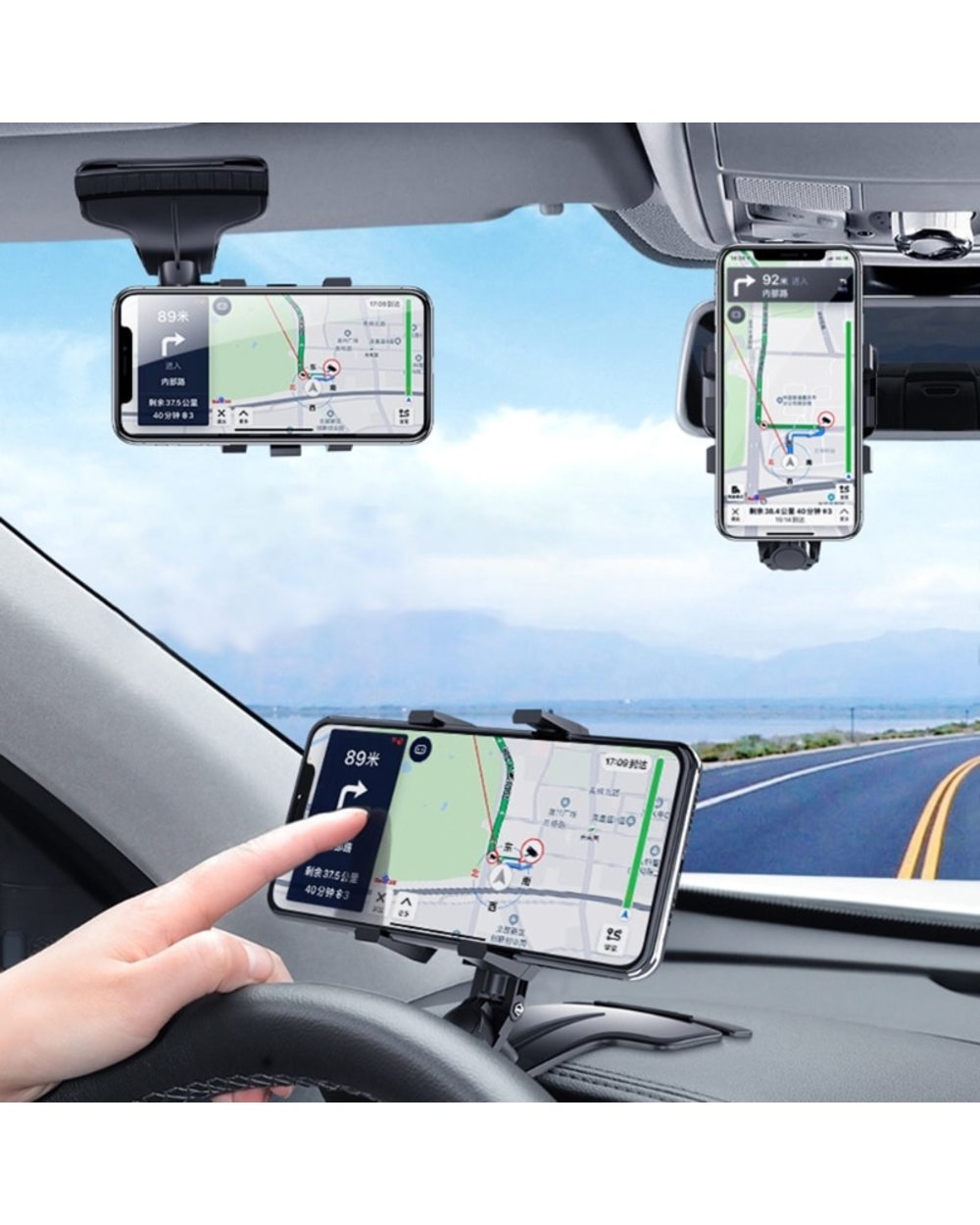 Support universel de téléphone pour tableau de bord de voiture avec rotation à 1200°